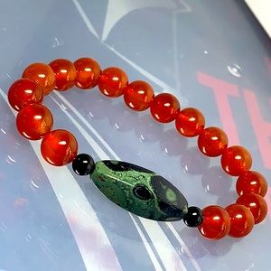 CARNELIAN + KAMBABA NATURAL BRACELET size 6”